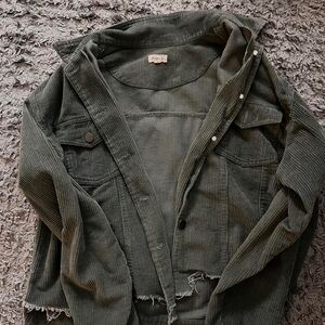 Grey Bandit Women's Frayed Gray corduroy jacket